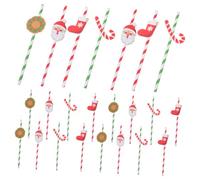 Homoyoyo 48 pezzi Cannucce di Carta Natalizie Biodegradabili per Bere Decorazioni Bastoncino di Zucchero Colorate Righe Accessori Festivi per Feste di Natale Sostenibili