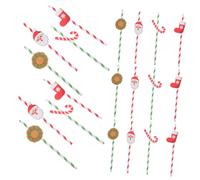 Homoyoyo 48 pezzi Cannucce di Carta Natalizie Strisce Biodegradabili per Decorazioni Festive e Feste di Natale Cannucce Ecologiche Colorate per Party