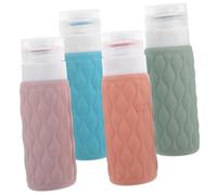 Homoyoyo 4pezzi Falconi da Viaggio per Shampoo e Balsamo Contenitori in Silicone per Articoli da Toeletta Erogazione Rapida e Custodia Pratica