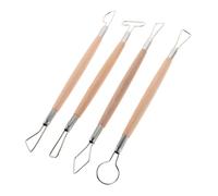 Homoyoyo 4pezzi Strumenti per Scultura in Argilla in Acciaio Manico in Legno Doppia estremità per Ceramica Impasto Sapone Cera Intaglio Modellazione Rifinitura
