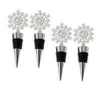 Homoyoyo 4pezzi Tappi Per Bottiglie Di Vino Forma Di Fiocco Natale Tappi Per Vino Rosso Per Bottiglie Di Design Lucidato Specchio Per Case Bar e Feste