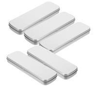 Homoyoyo 5 Pezzi Astuccio Scuola Matita Etichetta Studenti Studio Rettangolare Alunno Rigido Forma Ragazzo Per Matite Vedere Includere Semplice Freddo Separare Argento Metallo