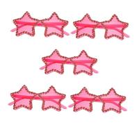 Homoyoyo 5 Pezzi Occhiali da sole colorati di caramelle senza cornice Di moda novità sfumature neon occhiali da sole senza montatura a stella occhiali da festa occhiali divertenti PC Roseo