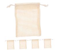 Homoyoyo 5 pezzi Sacchetti Porta Sapone in Rete di Cotone e Lino da Esfolianti Riutilizzabili per Doccia per Sapone Artigianale e Shampoo Solido Facili da Appendere e Usare