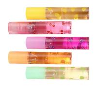 Homoyoyo 5Pcs Lucidalabbra Trasparente Idratante al Frutta per Ragazze Lucidalabbra Portatile Formula Gelatina Balsamo Labbra Idratante
