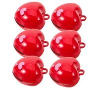 Homoyoyo 6 Pezzi Bell d'amore rosso per fascino decorazioni ciondolo a cuore fabbricazione campane alla rinfusa Natale mini sospeso tintinnio ciondolo ciondolo ciondoli a campana rame