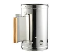 Homoyoyo Accendifuoco Barbecue in Acciaio Resistente con Manico in Legno Protettivo Ciminiera per Carbonella Aria per Accensione Rapida e Sicura all Aperto