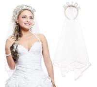 Homoyoyo accessori per con fascia velo da sposa fasce per le donne accessori per sposa Bride Veil velo corto accessori per per donna perla bianca