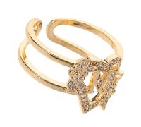 Homoyoyo anello con lettera floreale graziosi anelli di promessa anelli per unghie aperti anello iniziale da donna anelli per il pollice impilabili gioielli ad anello a mano rame D'oro