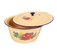 Homoyoyo Bacinella Smaltata Vintage 20 Cm con Coperchio, Pentola Smaltata da Cucina Multiuso per Casa e Ristorante, Contenitore Sicuro e Resistente per Zuppa e Conservazione Alimenti