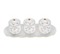 Homoyoyo Bicchiere Offerta Ceramica con Vassoio Coppa di Purificazione Loto per Offerte Tempio e Meditazione Casa Coppa Porcellana per Pratiche Spirituali e Invito alla Ricchezza