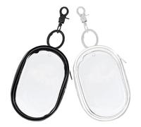Homoyoyo Borsa trasparente con portachiavi, 2 scatole portatili per piccole bambole, organizer da appendere con chiusura a cerniera, custodia trasparente per mini figure