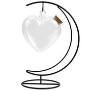 Homoyoyo Bottiglia Vetro Trasparente Forma Cuore con Supporto a e Tappo in Sughero Barattolo Decorativo Multifunzione per Paesaggi Miniatura e Ricordi per Artigianato e Regali