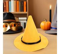 Homoyoyo Cappello da Mago a Cono e da Strega da Donna in Feltro Giallo Set 2 Pezzi con Ampia Falda Accessorio Cosplay e Halloween per Feste a Tema Medievale