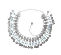 Homoyoyo catena in vita con nappa a moneta signora Accessori ballerino catena della vita del ventre catene in vita cintura di danza della pancia lega Sky-blue