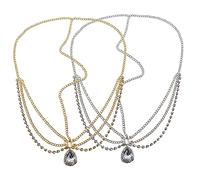 Homoyoyo Catena la Testa da Matrimonio 2 Pezzi, Gioielli la Testa da Sposa Cristalli Dorati e Argentati, Copricapo da Fronte Elegante per Donne e Ragazze, Accessori Chioma