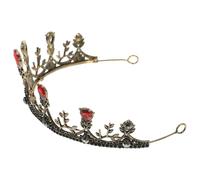Homoyoyo Cerchietto per Chioma Corona Sposa Vintage in Lega con Pietre Rosse, Accessorio Elegante e Brillante per Compleanni e Teatro, Stile Barocco Raffinato