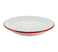 Homoyoyo Cestello Smaltato per Scarico Multiuso Rosso, Bacinella Leggera e Resistente per Frutta e Verdura, Cestino da Cucina e Picnic Design Cavo per Drenaggio Facile