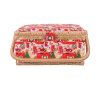 Homoyoyo Cesto Accessori Cucito Natalizio con Vassoio Rimovibile Spazio Interno e Cuscinetto Spilli Integrato Organizer Ricamo per Appassionati di Cucito