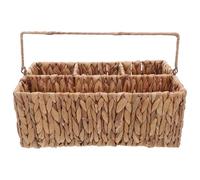 Homoyoyo Cesto Organizer in Paglia con Scomparti e Manici Portaposate Intrecciato in Paglia Naturale con Struttura in Ferro Cesto Porta Condimenti e Asciugatura Posate per Picnic e Cucina