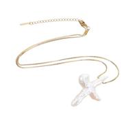 Homoyoyo Collana Con Croce Di Perle Ciondolo Con Crocifisso Collana Minimalista Con Croce Religiosa Per Matrimonio Compleanno Festa Donne Adolescenti Da Indossare Tutti I Giorni