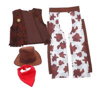 Homoyoyo Costume Cowboy Uomo Western Completo con Cappello e Gilet Accessori Western per Halloween e Feste in Costume Vestito Cowboy Autentico e Traspirante per Cosplay