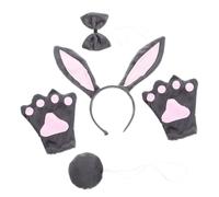 Homoyoyo Costume Halloween con Cerchietto Orecchie Coniglio Grigio Animale e Guanti per Accessori Party Cosplay per Feste e Foto Divertenti