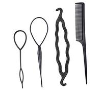 Homoyoyo Creatore di Chignon e Fermaglio per Chioma 4 Pezzi Kit Portatile Nero per Acconciature Rapide Casa e Parrucchiere Accessori per Trecce e Code di Cavallo Ragazze e Donne