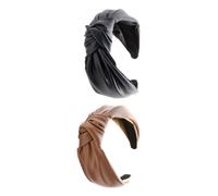 Homoyoyo Fascia Per Chioma in Pelle Pu Nodo, Set Da 2 Cerchietti Decorativi Per Ragazza, Fascia Flessibile Per Lavarsi Viso e Sport