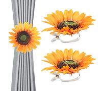 Homoyoyo Fermacravatte Per Tende Girasole a Forma Di Fiore - 2 Pz Con Calamite - Clip Decorativa in Metallo Per Fissare Le Tende Con Stile e Originalità