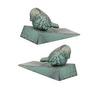 Homoyoyo Fermaporta in Ghisa Vintage 2 Pezzi Uccellini Verdi Decorativi, Fermaporta Robusto e Funzionale per Cucina e Garage, Stile Rustico e Antico