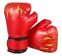 Homoyoyo Guanti da Boxe in Pu Rosso Fuoco 6oz, Guantoni da Kickboxing e Sparring Fascia Polso Regolabile, Guanti da Allenamento Traspiranti per Sacco Pesante e Boxe Thailandese