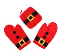 Homoyoyo Guanti da Forno Resistenti al Calore Set da 3 Pezzi Rossi Non Tessuto Guanti per Microonde e Barbecue Accessori Cucina per Protezione Mani Durante Cottura e Forno