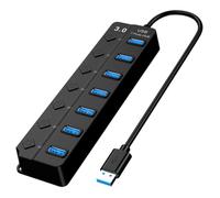 Homoyoyo Hub USB con Porte Rapide Splitter USB con Interruttori Indipendenti e LED Estensione Porte per Laptop con Supporto Alimentazione Esterna Trasferimento Informazioni Compatibile