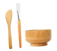 Homoyoyo Kit Maschera Viso in Legno con Ciotola per Mescolare, Spatola e Pennello, Strumenti Riutilizzabili per Cura della Pelle, Fai da Te a Casa, Set per Salone di Bellezza