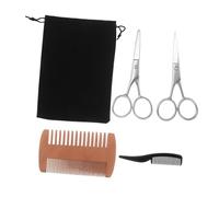 Homoyoyo Kit per Cura della Barba da Uomo Pettine in Legno e Plastica Forbici Affilate e Spazzola per Baffi Completo per Rasatura Styling Portatile