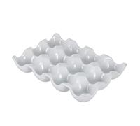 Homoyoyo Porta Uova in Ceramica Bianco Scomparti Vassoio Salvaspazio Per Frigorifero e Freezer Organizer Pratico Con Supporto Sicuro Contro Rotolamento Capacità Ampia Per Conservazione Uova