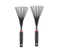 Homoyoyo Rastrello da Giardinaggio a Mano a 9 Denti in Plastica Nera, Set 2 Pezzi per Pulizia Foglie ed Erba, Utensile Portatile con Impugnatura Ergonomica per Giardinaggio Esterno e Orto