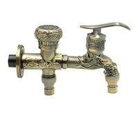 Homoyoyo Rubinetti da Esterno Vintage Doppia Uscita in Lega di Zinco per Lavanderia, Rubinetto Antico Doppio Esterno Facile da Usare per Lavatrice e Accessori Bagno Stile Casuale