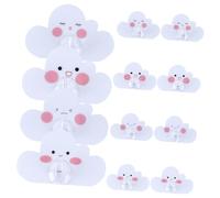 Homoyoyo Set 12 Pezzi Ganci Adesivi da Parete a Forma di Nuvola Cartone Animato Piccoli Ganci Decorativi Bianchi per Cucina Soggiorno Bagno Supporto Resistente per Cappotti Asciugamani