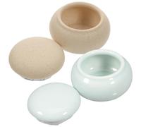 Homoyoyo Set 2 Barattoli in Ceramica per Cosmetici da 20Ml con Coperchio Contenitori Piccoli per Balsamo Multifunzionali per Viaggi e Uso Manicure