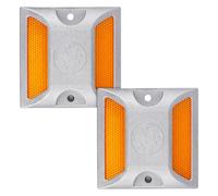 Homoyoyo Set 2 Marcatori Riflettenti in Alluminio per Vialetti e Parcheggi Borchie Catarifrangenti Resistenti alle Intemperie per Sicurezza Stradale Notturna Segnaletica Stradale per Uso