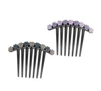 Homoyoyo Set 2 Pettini per Chioma a 7 Denti Design a Fiore in Resina e Cristalli, Accessori Eleganti per Chioma Donna per Feste e Matrimoni