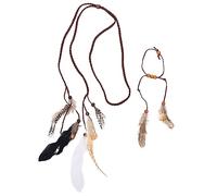Homoyoyo Set 2 Pezzi Fascia Per Chioma Piume e Braccialetto Bohémien Vintage Donna, Accessori Per Chioma Stile Indiano Per Feste, Vacanze e Viaggi
