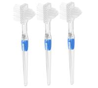 Homoyoyo Set 3 Spazzolini Doppia Testa per Protesi Dentaria in Plastica e Nylon, Rimuove Macchie Mantiene Finitura Originale, Pulizia Professionale per Denti Artificiali e Retainer
