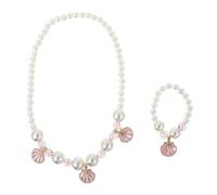 Homoyoyo Set di Gioielli per Bambine Conchiglie e Perle Simulate, Collana e Braccialetto in Acrilico Rosa, Accessori per Natale o Matrimonio