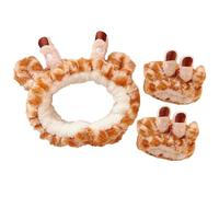 Homoyoyo Set Fascia per Chioma e Braccialetti Giraffa in Peluche Morbido Fascia per Lavaggio del Viso e Bracciali da Spa per Donna Accessori Kawaii per Trucco e Cura del Viso Quotidiana