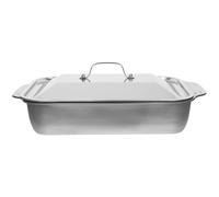 Homoyoyo Stainless Steel Roasting Pan Rectangular con Coperchio Piatto per Arrostire Pesce e Crostacei in Acciaio Inossidabile con Maniglie Superficie Liscia e Facile da Pulire