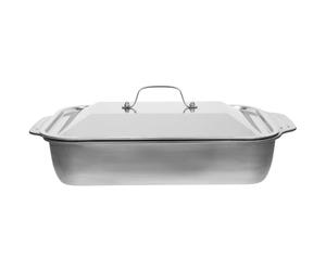 Homoyoyo Stainless Steel Roasting Pan Rectangular con Coperchio Piatto per Arrostire Pesce e Crostacei in Acciaio Inossidabile con Maniglie Superficie Liscia e Facile da Pulire