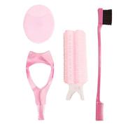 Homoyoyo Strumenti da Trucco Essenziali per Viso e Sopracciglia Include Pennelli per Trucco Bigodini senza Calore Esfoliante per Viso e Applicatore per Mascara Design Portatile e Rosa